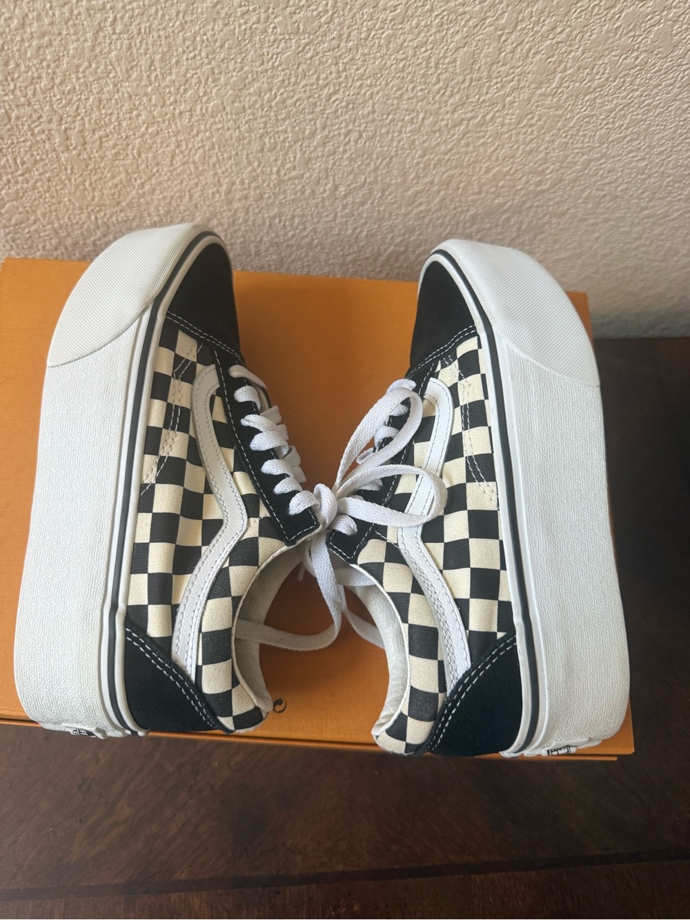 Vans Old Skool Stackform Checkerboard Platform Sneakers Women’s 5.5 Men’s 4 EUC - Picture 10 of 12